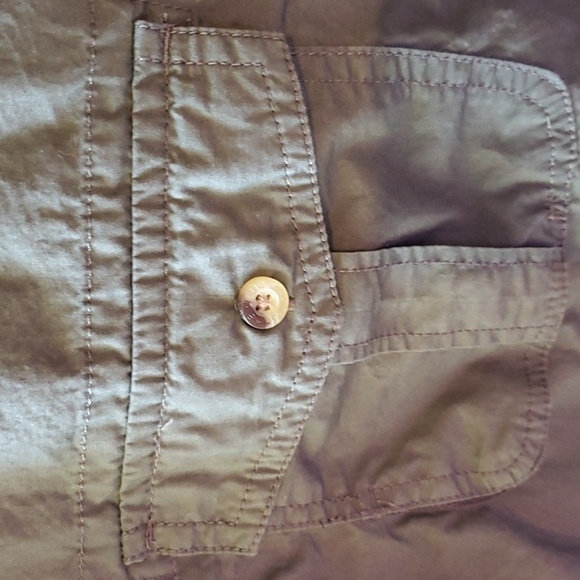 Triple Five Soul army green cotton button down Pit 2 pit 22" - Picture 7 of 11